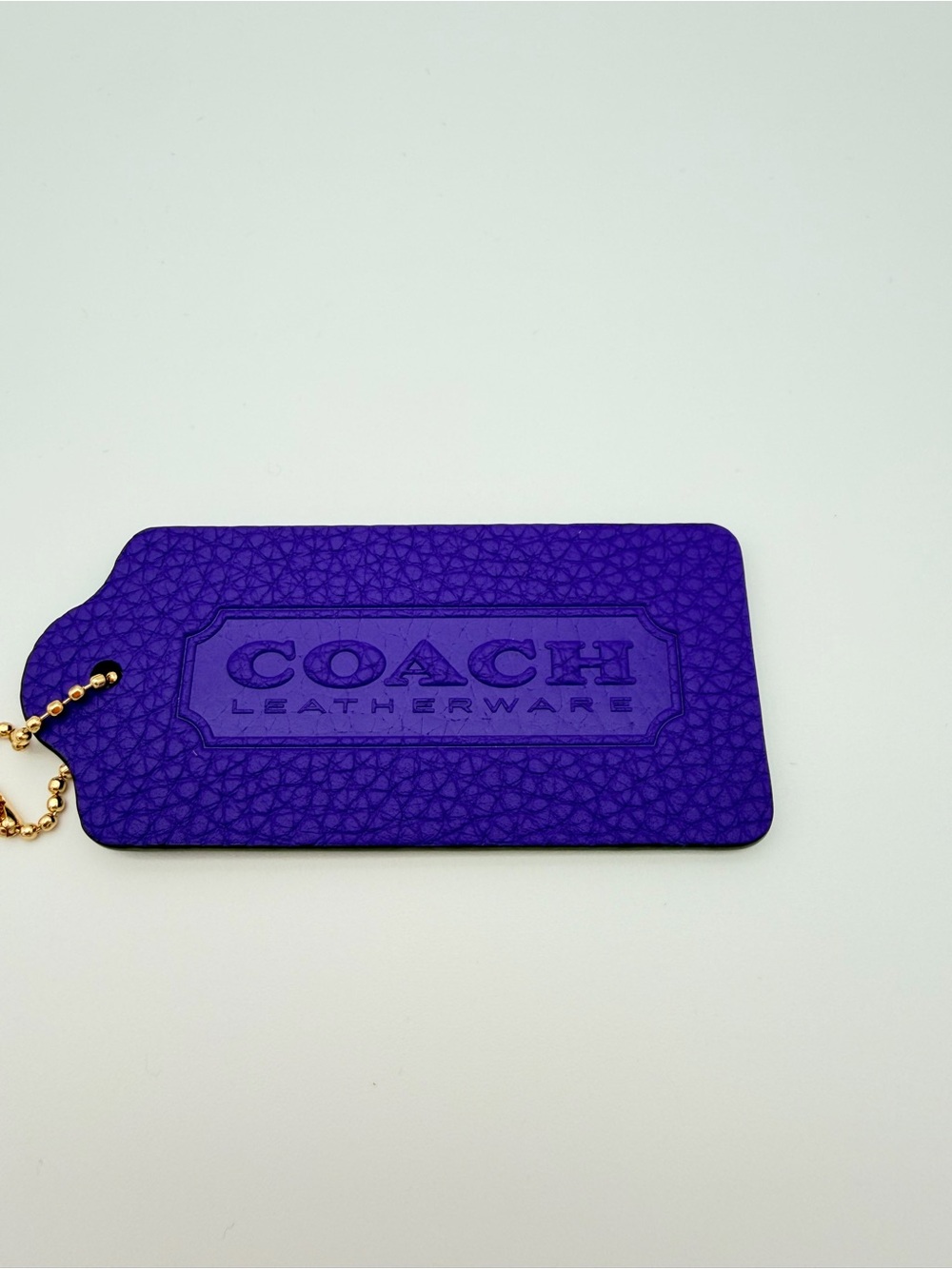 Coach Purple Leather Hangtag Charm Tag with Gold Chain